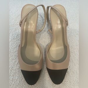 Marc Fisher Cream and Black Slingback Heels